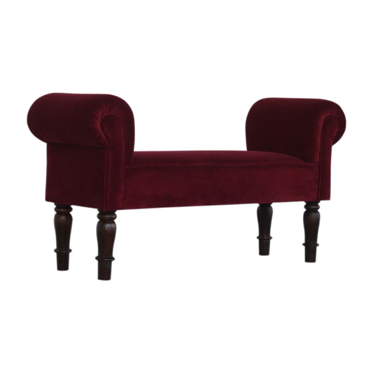 Amoura Velvet Bench - Wine Red