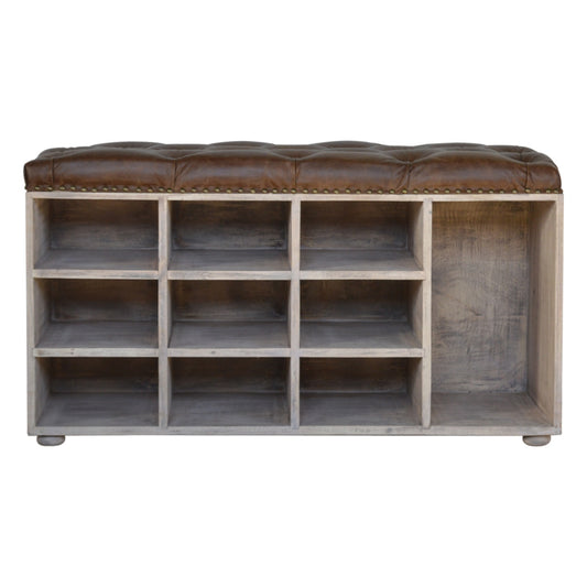 Manhattan buffalo Leather 10 Slot Storage Bench