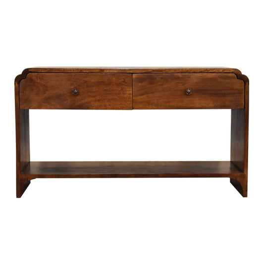 Eldorado Scalloped Edge Vintage Style Console Table - Chestnut