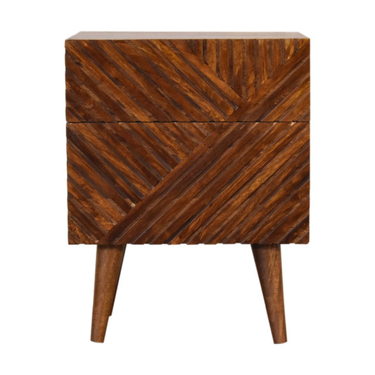 St Lucia 2 Drawer Wooden Bedside Unit - Chestnut