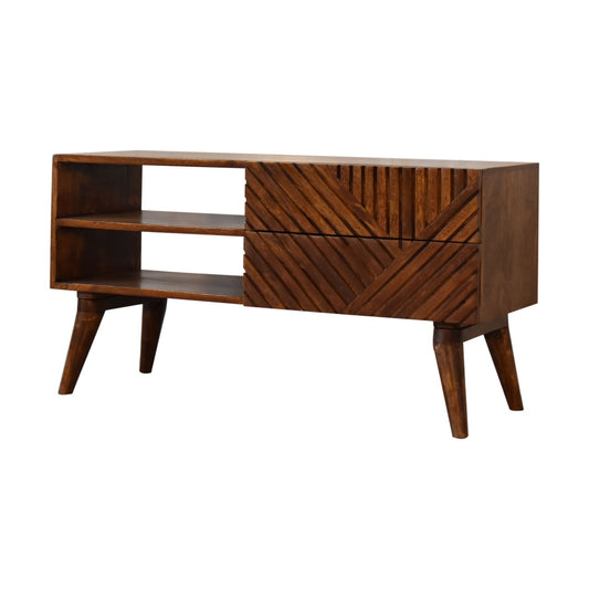 St Lucia Wooden Media Unit - Chestnut