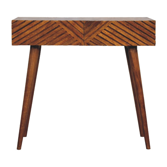 St Lucia 2 Drawer Wooden Console Table - Chestnut