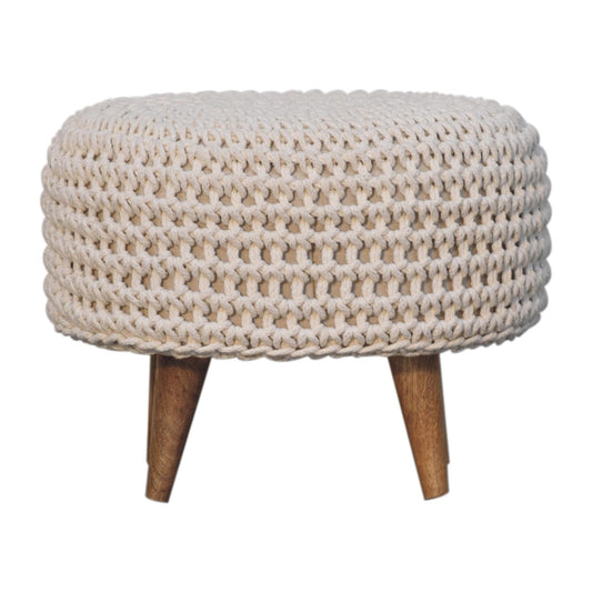 Boho White Oblong Footstool