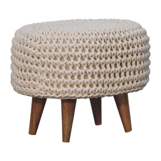 Boho White Oblong Footstool