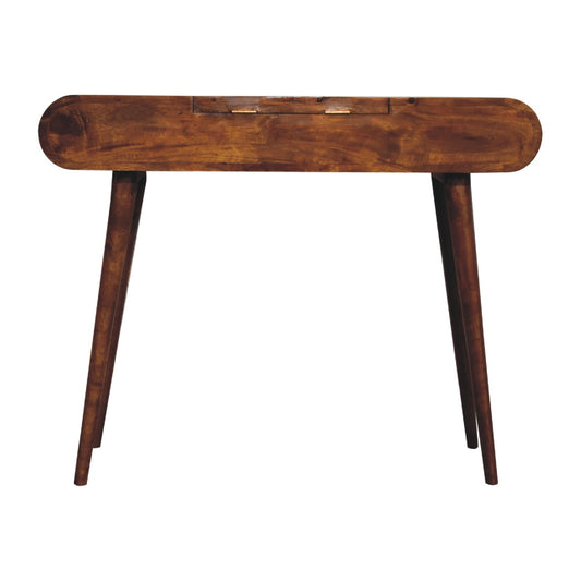 Mid Century Style Dressing Table with Folding Mirror - Chestnut