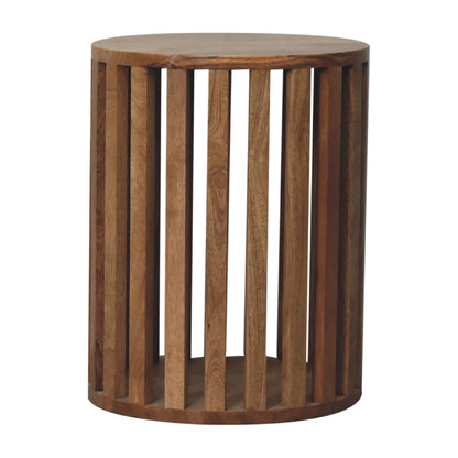 Mandalay Wooden Slat End Table- Oak Finish