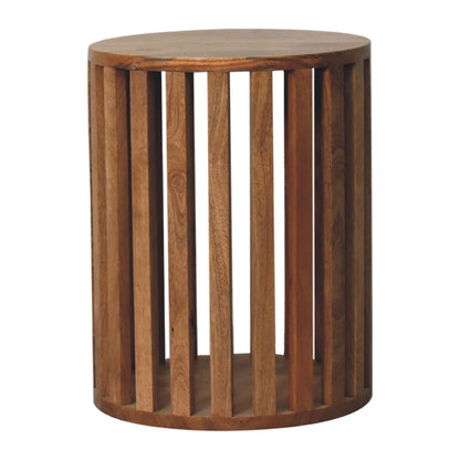 Mandalay Wooden Slat End Table- Oak Finish