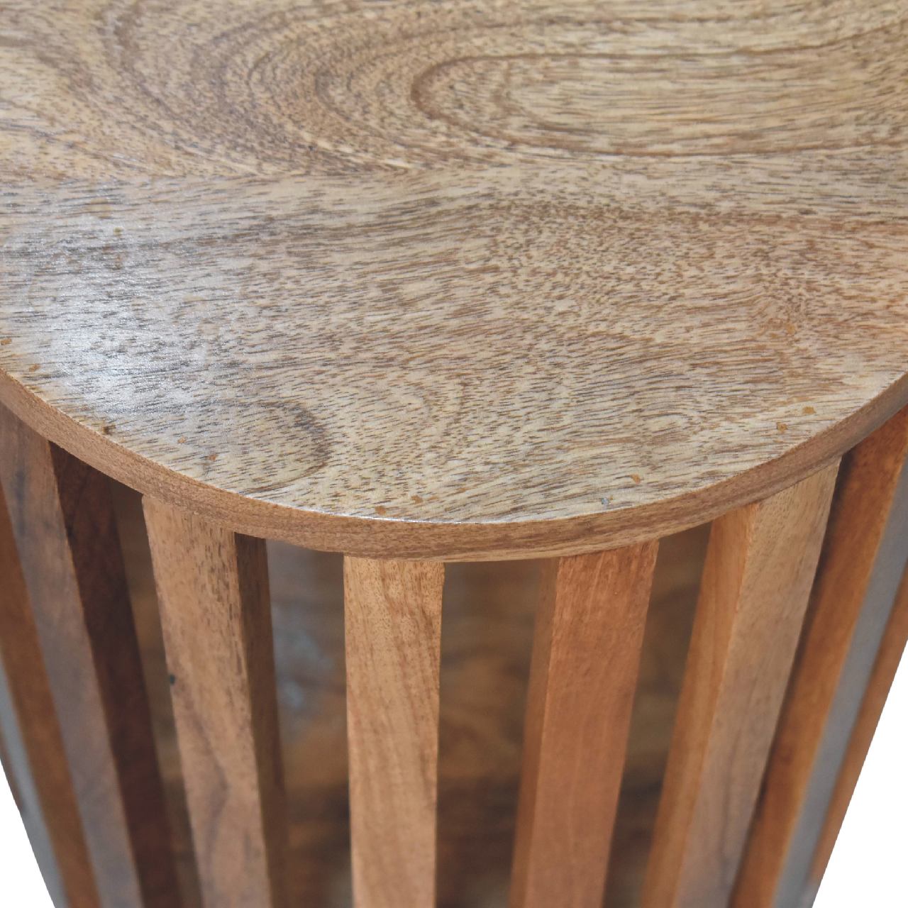 Mandalay Wooden Slat End Table- Oak Finish