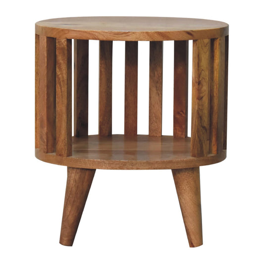 Mandalay Wooden Slat Single Shelf Bedside- Oak Finish