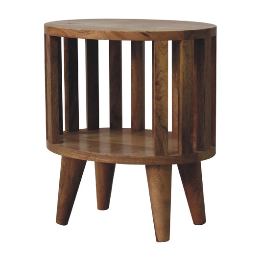 Mandalay Wooden Slat Single Shelf Bedside- Oak Finish