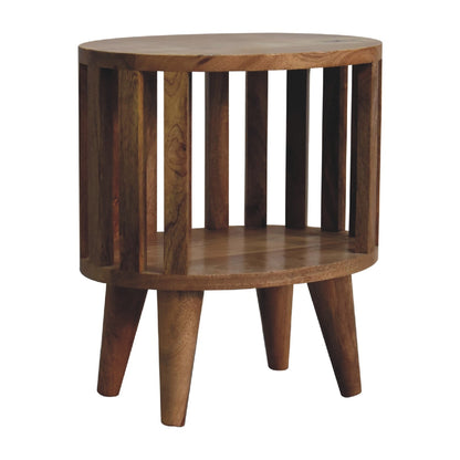 Mandalay Wooden Slat Single Shelf Bedside- Oak Finish