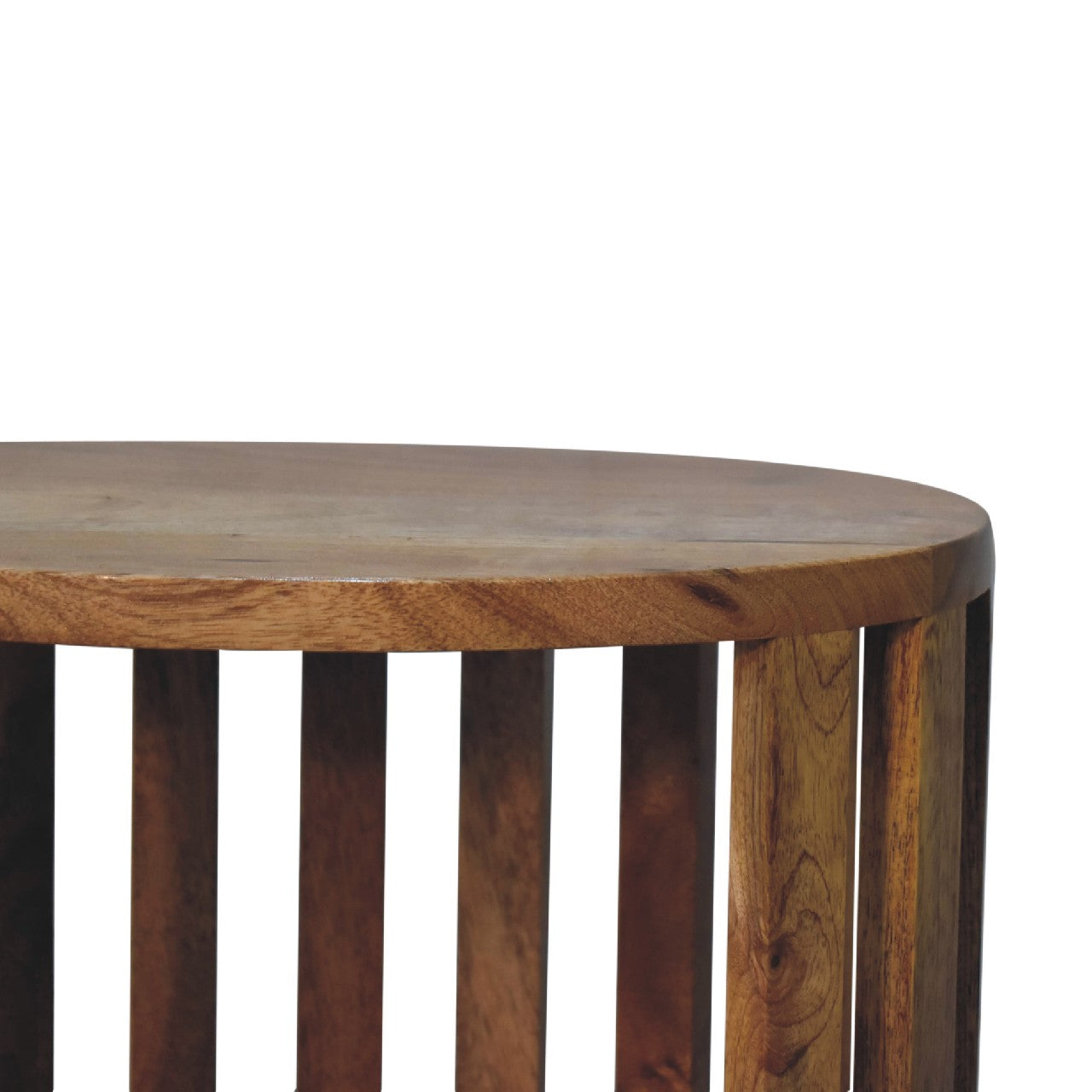 Mandalay Wooden Slat Single Shelf Bedside- Oak Finish