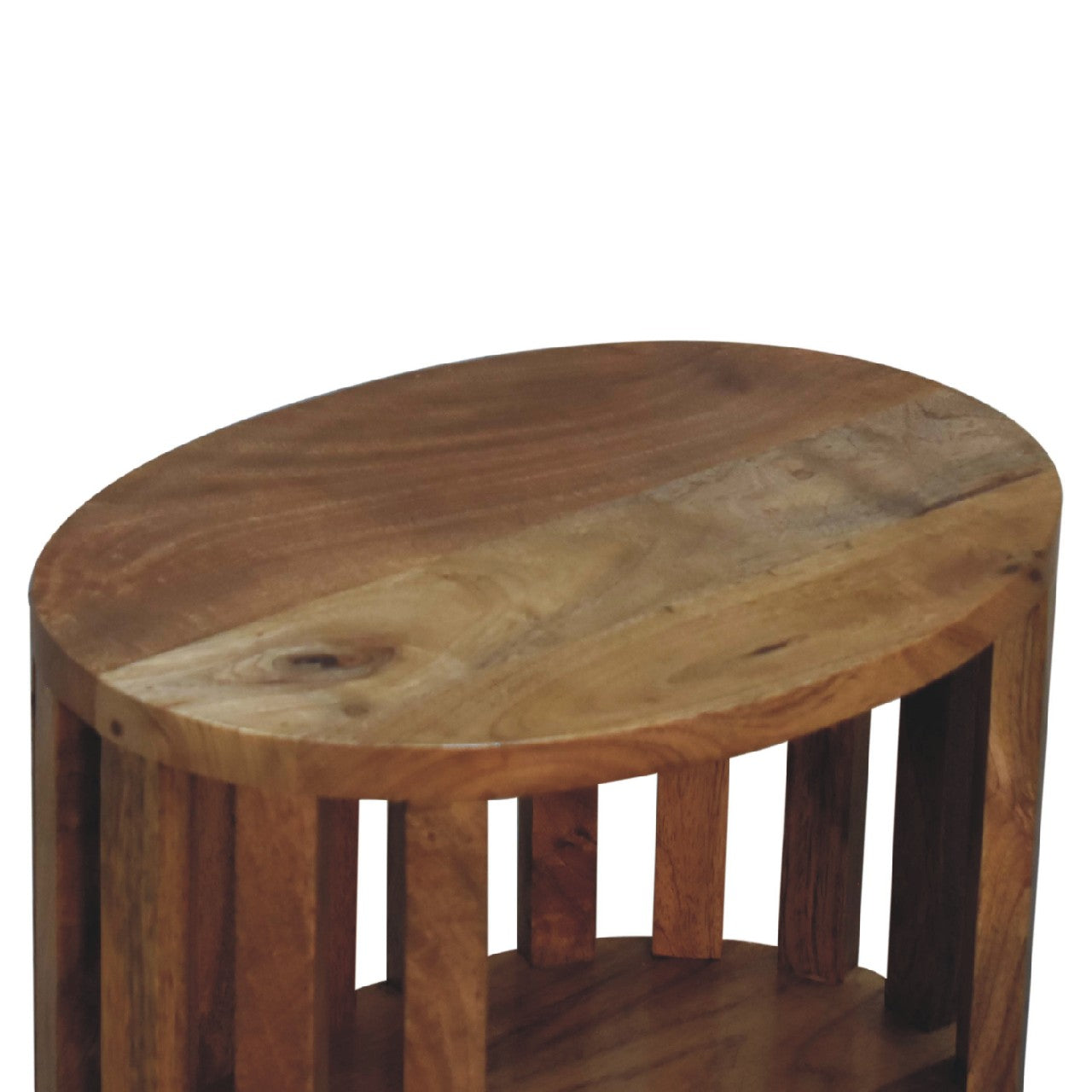 Mandalay Wooden Slat Single Shelf Bedside- Oak Finish