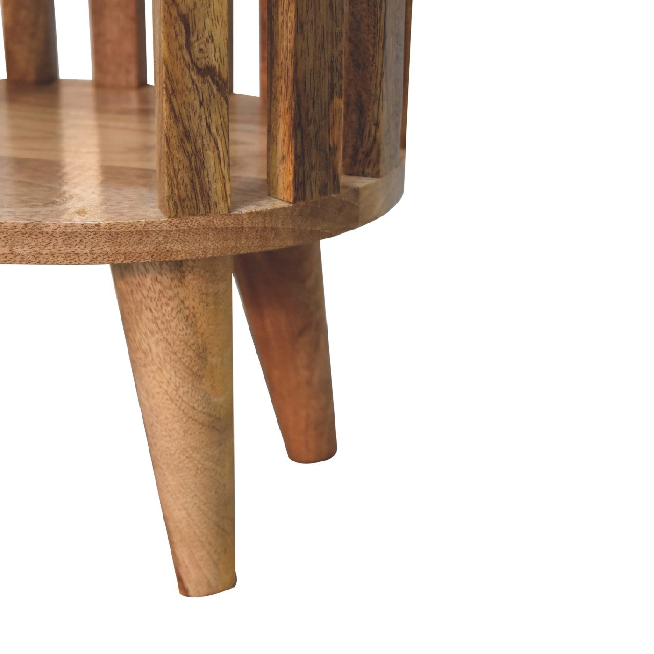 Mandalay Wooden Slat Single Shelf Bedside- Oak Finish
