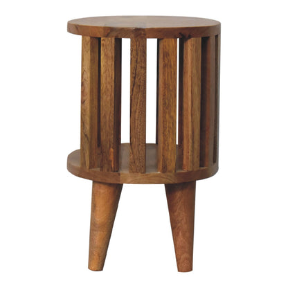 Mandalay Wooden Slat Single Shelf Bedside- Oak Finish