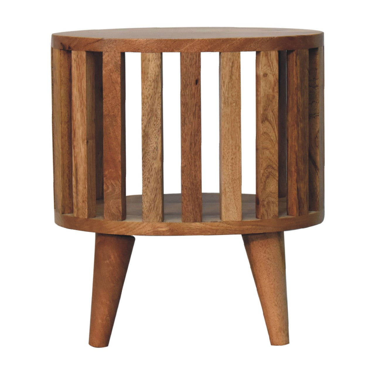 Mandalay Wooden Slat Single Shelf Bedside- Oak Finish