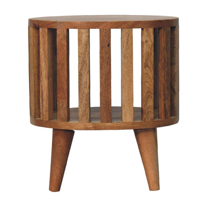 Mandalay Wooden Slat Single Shelf Bedside- Oak Finish