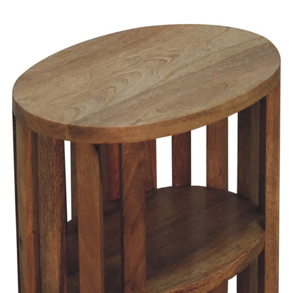 Mandalay Wooden Slat Double Shelf Bedside- Oak Finish