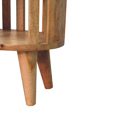 Mandalay Wooden Slat Double Shelf Bedside- Oak Finish