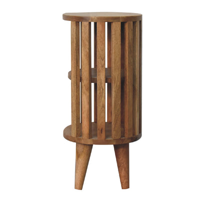Mandalay Wooden Slat Double Shelf Bedside- Oak Finish
