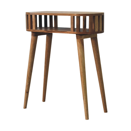 Mandalay Wooden Slat Console Table- Oak Finish