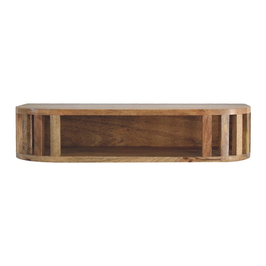 Mandalay Wooden Slat Floating Console Table- Oak Finish