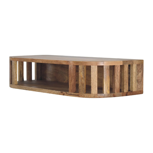 Mandalay Wooden Slat Floating Console Table- Oak Finish