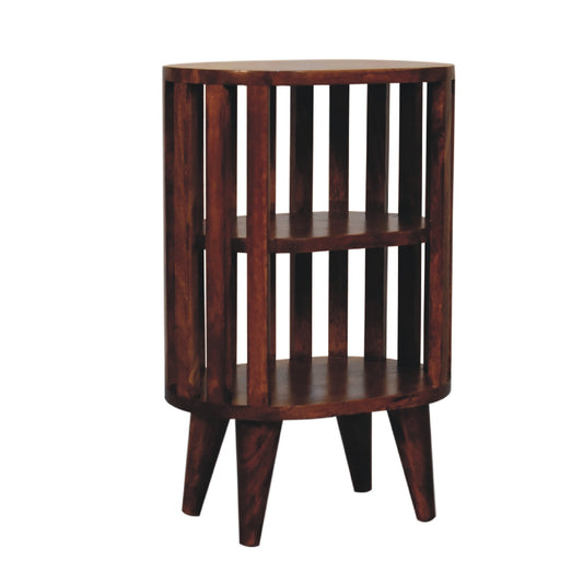 Mandalay Wooden Slat Double Shelf Bedside - Chestnut