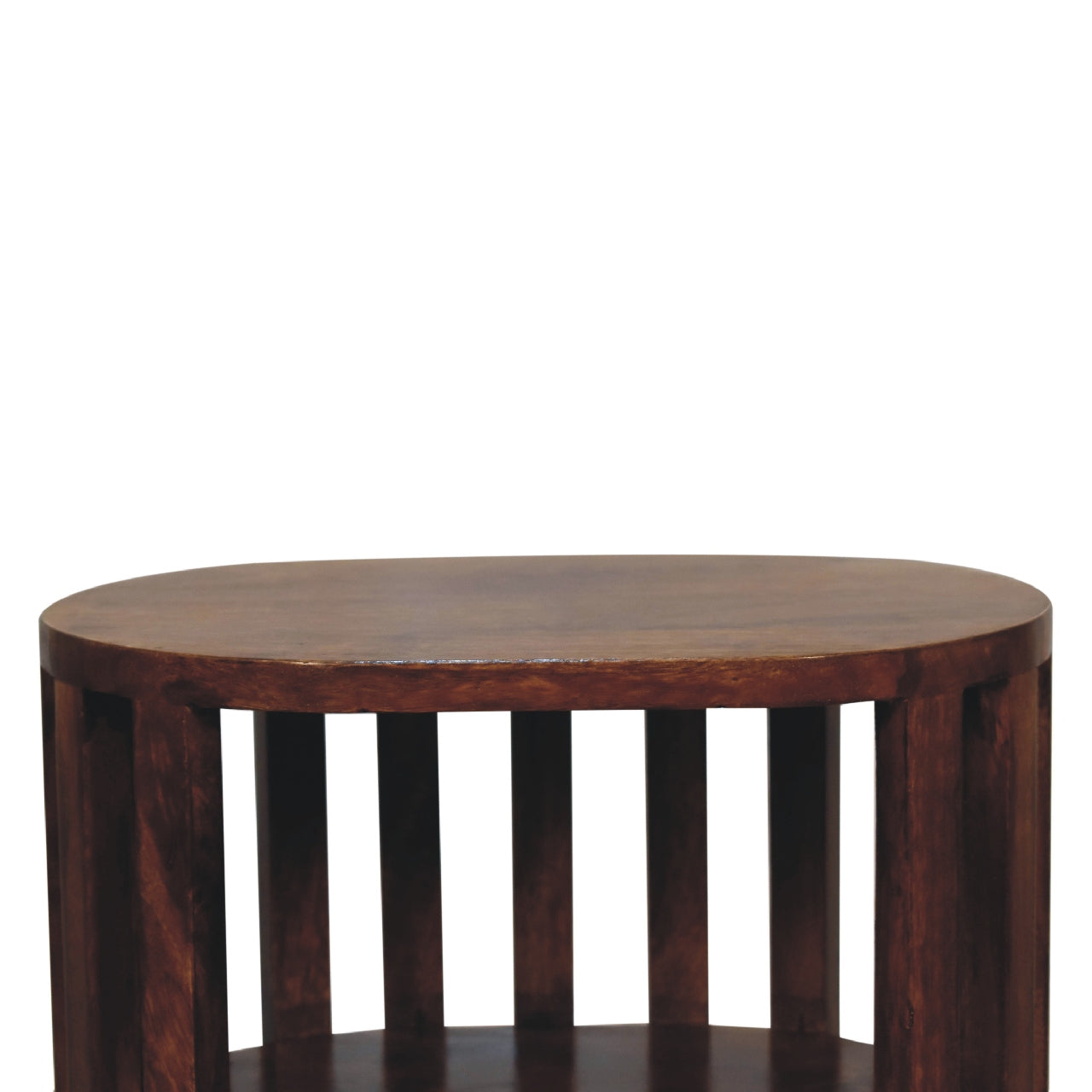 Mandalay Wooden Slat Double Shelf Bedside - Chestnut