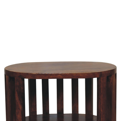 Mandalay Wooden Slat Double Shelf Bedside - Chestnut