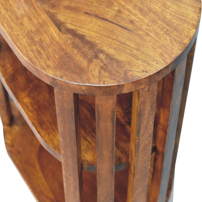 Mandalay Wooden Slat Double Shelf Bedside - Chestnut