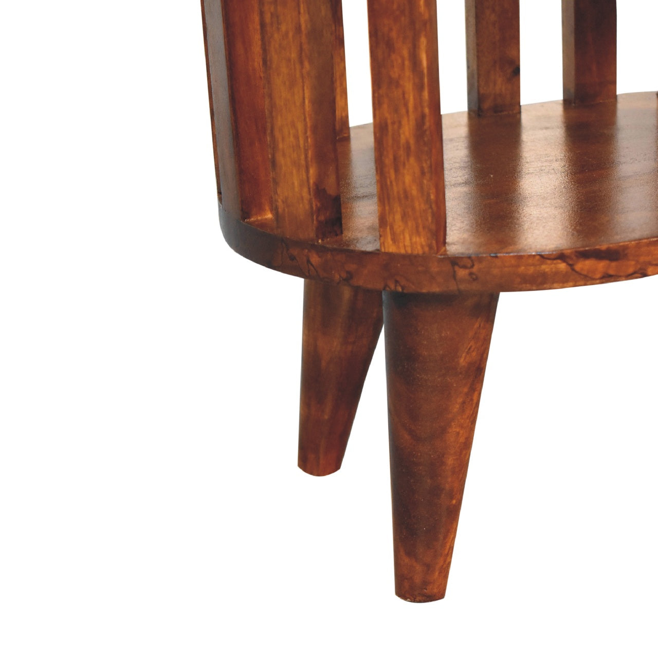 Mandalay Wooden Slat Double Shelf Bedside - Chestnut