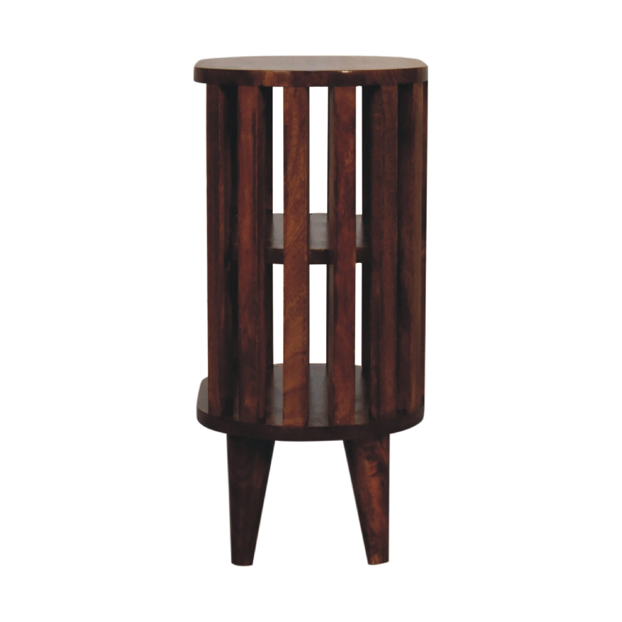 Mandalay Wooden Slat Double Shelf Bedside - Chestnut
