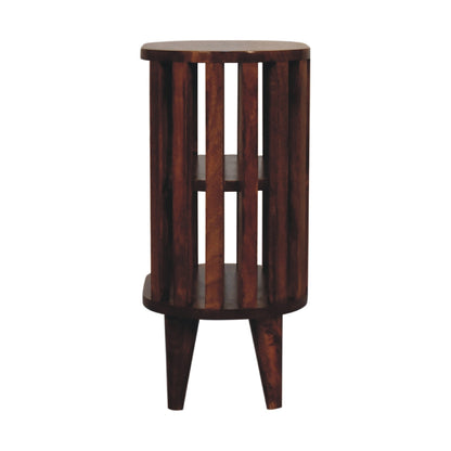Mandalay Wooden Slat Double Shelf Bedside - Chestnut