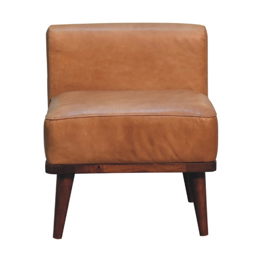 Texas Vinatge Style Leather Backrest Footstool - Tan