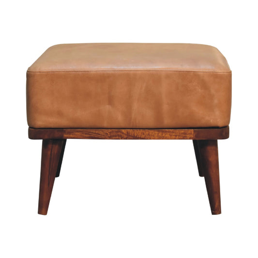 Texas Leather Footstool - Tan