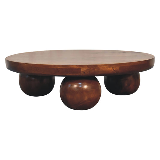 Chestnut Round Ball Foot Coffee Table