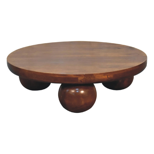 Chestnut Round Ball Foot Coffee Table