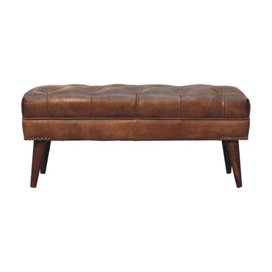 Hoxton Brown Leather Bench
