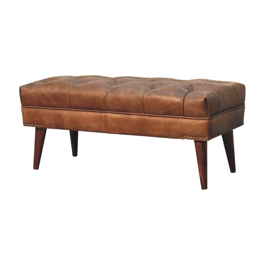 Hoxton Brown Leather Bench