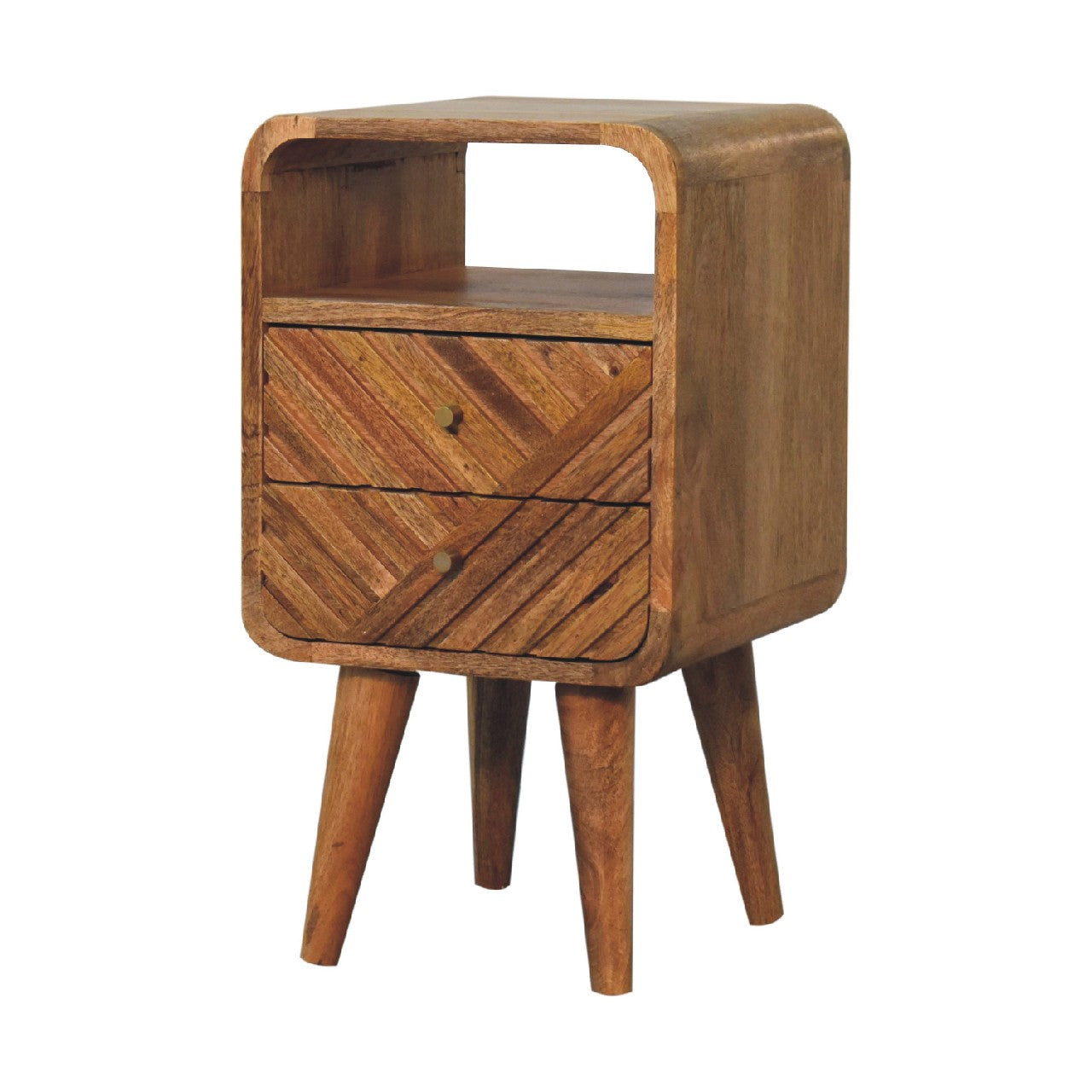 Mini St Lucia 2 Drawer Curved Bedside Unit