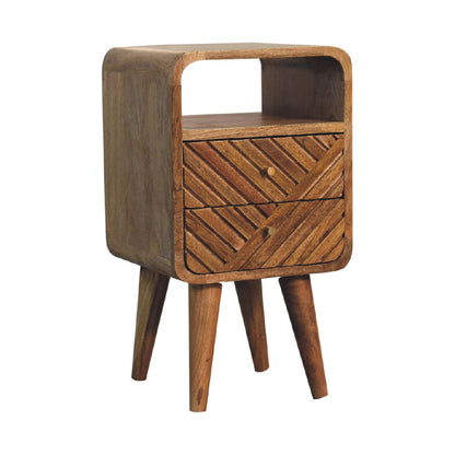 Mini St Lucia 2 Drawer Curved Bedside Unit