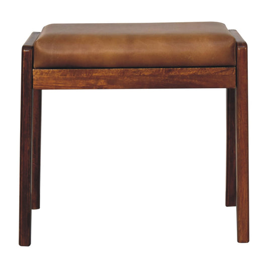 Vintage Style Buffalo Leather Footstool