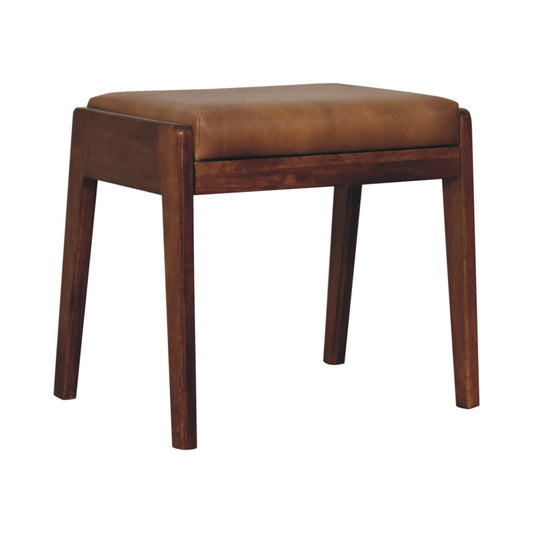 Vintage Style Buffalo Leather Footstool