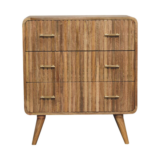 Antigua Wooden Ridged 3 Drawer Chest