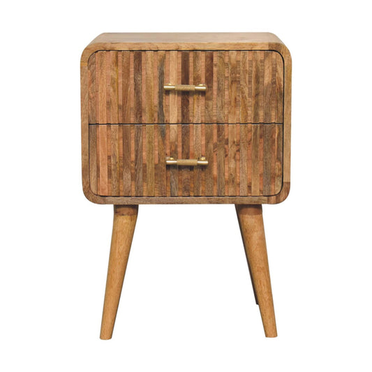 Antigua Wooden Ridged 2 Drawer Bedside Unit
