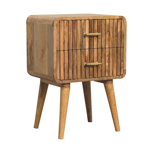 Antigua Wooden Ridged 2 Drawer Bedside Unit