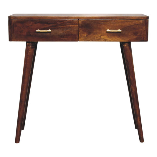 Eden 2 Drawer Wooden Console Table - Chestnut