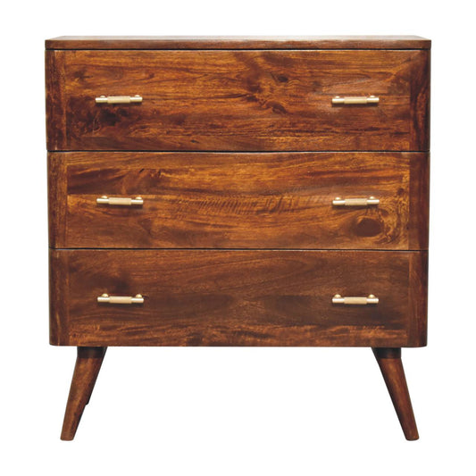 Eden 3 Drawer Wooden Chest - Chestnut