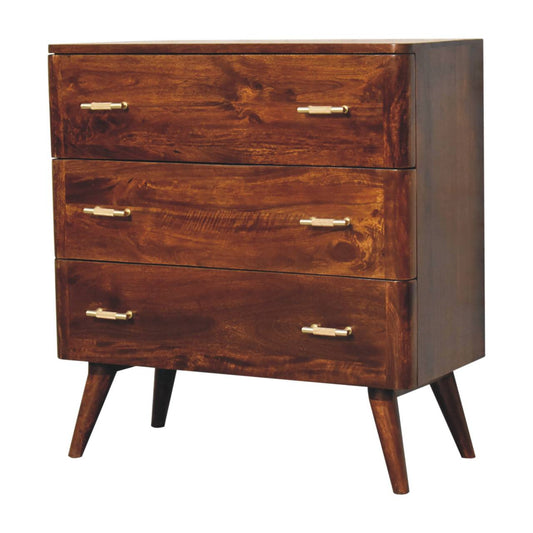 Eden 3 Drawer Wooden Chest - Chestnut